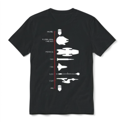 Spaceship Timeline Science Fiction Rocket Unisex T-Shirt - Black