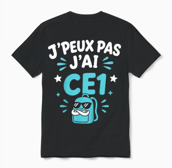 Enfant Humour école élève Rentrée Des Classes J'peux Pas J'ai Ce1 Unisex T-Shirt in Black