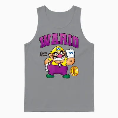 Super Mario Bros Wario Big Character Portrait Unisex Tank Top - Sport Grey