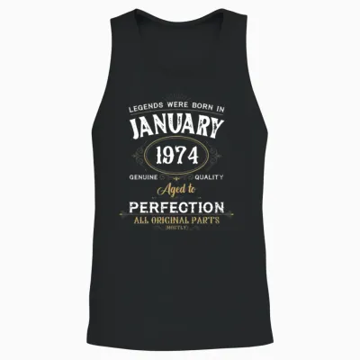 Legends Were Born in January 1974 Unisex Tank Top - Black