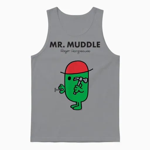 Mr. Men Mr. Muddle Unisex Tank Top in Sport Grey