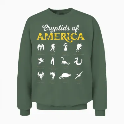 Cryptids of America Cryptozoology Mythical Unisex Sweatshirt - Military Green