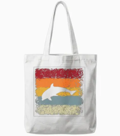 Fish Retro Tote Bags - White