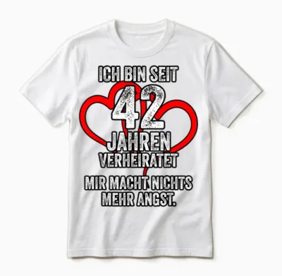42. Hochzeitstag Tshirt Spruch Ich Bin Seit 42 Jahren Unisex T-Shirt - White