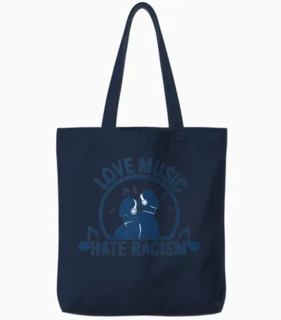 Love Music Hate Racism Tote Bags - Navy