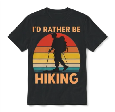 Male Hiker Id Rather Be Hiking Unisex T-Shirt - Black
