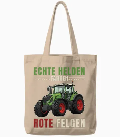 Echte Helden Fahren Rote Felgen Traktor Spruch Landwirt Tote Bags - Natural