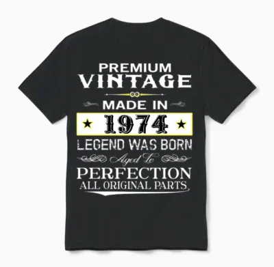 Premium Vintage 1974 Unisex T-Shirt - Black