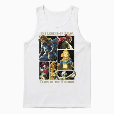 The Legend of Zelda: Tears of the Kingdom Character Box Up Unisex Tank Top - White