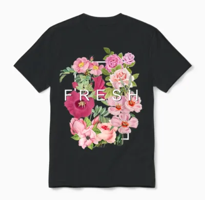 Graphique De Couleur Rose Fleurs Fraîches Unisex T-Shirt - Black