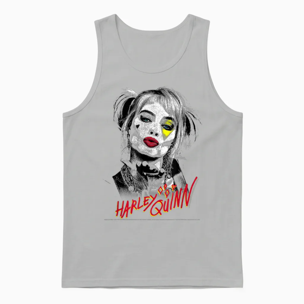 Birds of Prey Harley Quinn Kiss Unisex Tank Top in Ash
