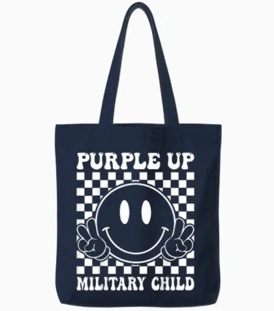 Purple Up for Military Kids Groovy Military Child Month Tote Bags - Navy