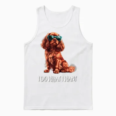 Ruby Cavalier King Charles Spaniel Long Sleeve, Black, S Unisex Tank Top - White