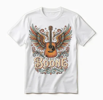 Boone Music Lover Vibes Colorful Artistic Design Unisex T-Shirt - White
