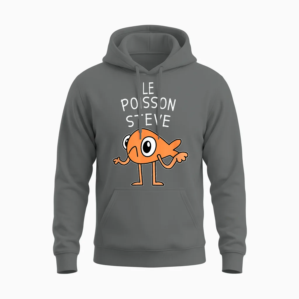 Funny Fish the Fish Steve Kids Women Men Viral Memes Unisex Hoodie in Graphite Heather