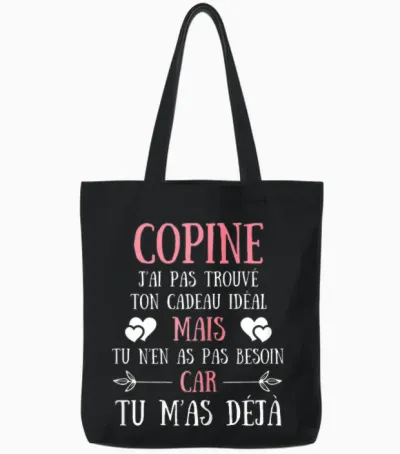 Girlfriend Funny Gift Idea Personalized Women Tote Bags - Black