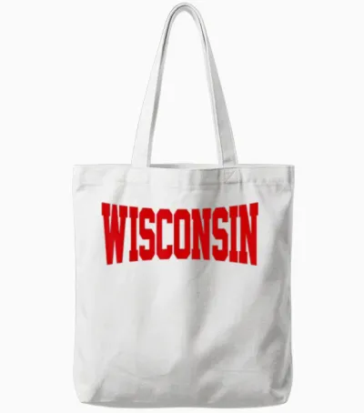 Vintage Wisconsin Mens Wisconsin Womens Red Retro Tote Bags - White