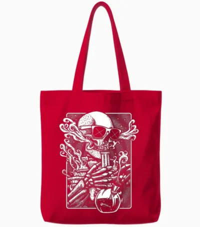 Bong Skeleton - White Tote Bags - Red