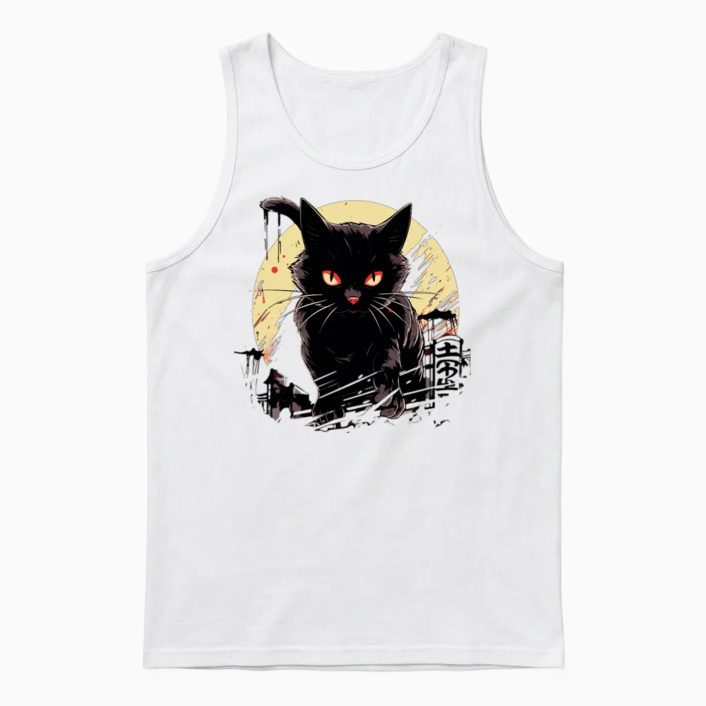 Black Cat Lovers Gift Unisex Tank Top in White