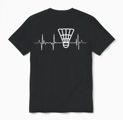 Mon Cœur Bat Pour Le Cardiogramme Du Badminton Unisex T-Shirt - Black