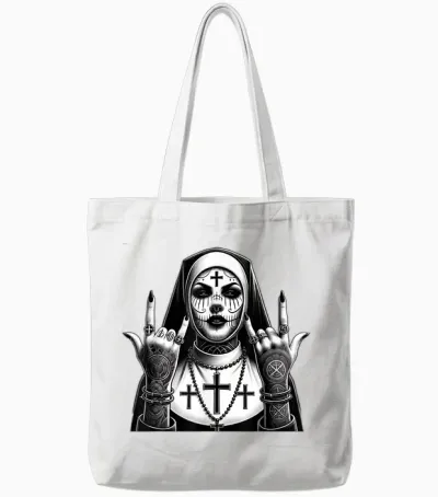 Gothique Esthétique Occulte Impie Grunge Emo Punk Satanic Nonne Tote Bags - White