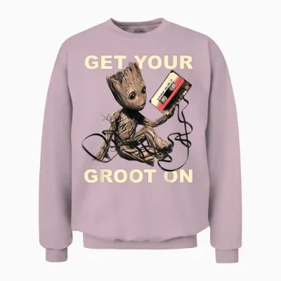 Guardians of the Galaxy Vol.2 Get Your Groot on T-Shirt, Black Unisex Sweatshirt - Light Pink