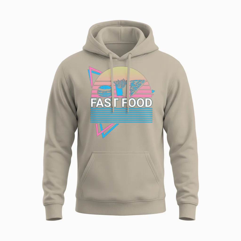Fast Food Retro Unisex Hoodie in Sand
