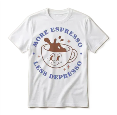More Espresso Less Depresso Unisex T-Shirt - White