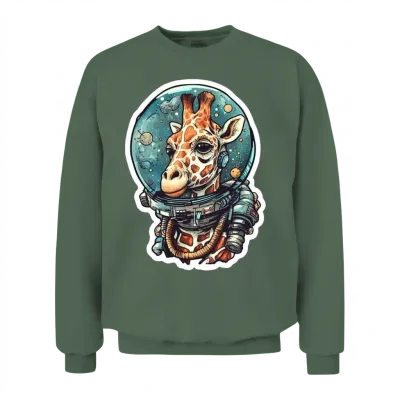 Space Giraffe Unisex Sweatshirt - Military Green