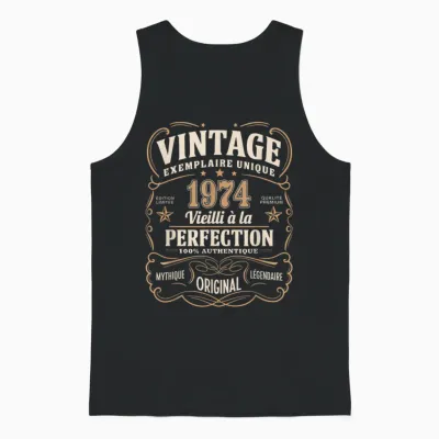 51 Years Man 1974 Birthday T Shirt 51 Years Man 1974 T-Shirt, Black, S Unisex Tank Top - Black