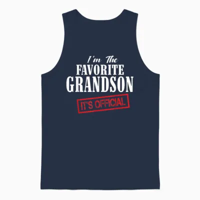 It's Official I'm the Favorite Grandson Funny Unisex Tank Top - Navy