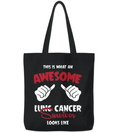 Lung Cancer Survivor Funny Lung Cancer Tote Bags - Black