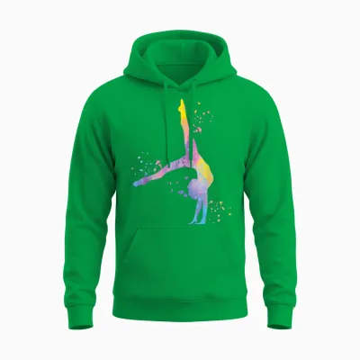 Gymnastic Gymnastics T-Shirt for Girls and Children, Black Unisex Hoodie - Irish Green