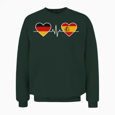 Germany Spain Heartbeat Flags Unisex Sweatshirt - Forest
