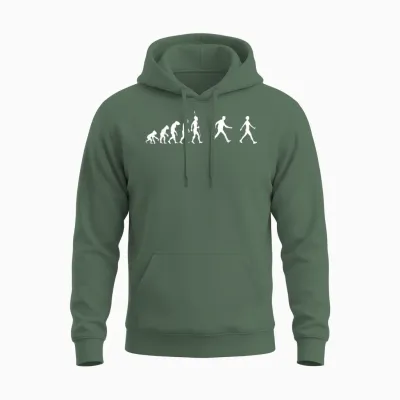 Evolution Nordic Walking Hiking Walking Sports T-Shirt, Black, S Unisex Hoodie - Military Green