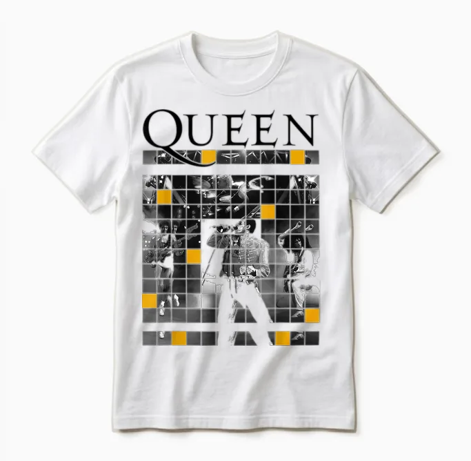 Queen Official Live Concert Blocks Unisex T-Shirt in White