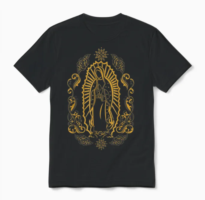 Virgen Santa María De Guadalupe Morenita Del Tepeyac Unisex T-Shirt in Black