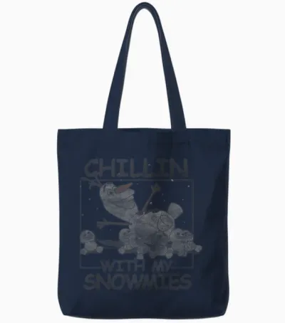 Disney Frozen Olaf Chillin with My Snowmies Portrait T-Shirt Small Tote Bags - Navy