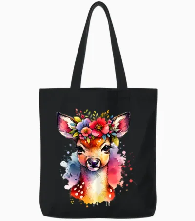 Trachtenshirt Kinder Mädchen Damen Hirsch Rehkitz Trachten Tote Bags - Black