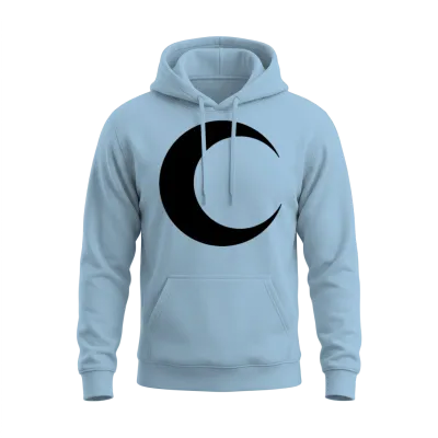 Moon, Minimal, Crescent, Solid (luna, Lune, Mond) Unisex Hoodie - Light Blue