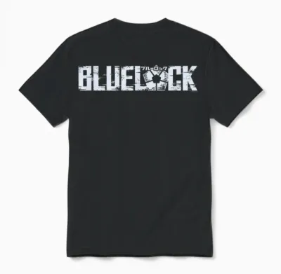 Blue Lock Official Epic Bold Distressed Glitch Chest Logo Unisex T-Shirt - Black