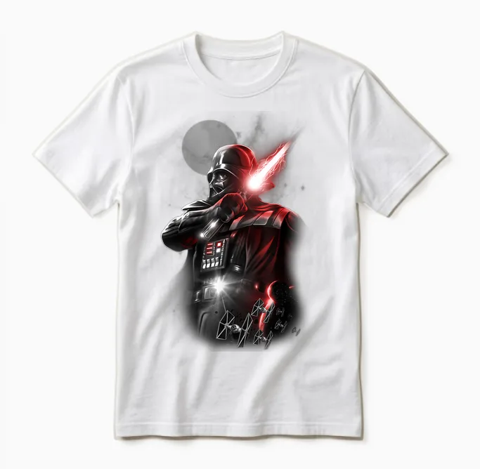 Star Wars Darth Vader Lightsaber Portrait Unisex T-Shirt in White