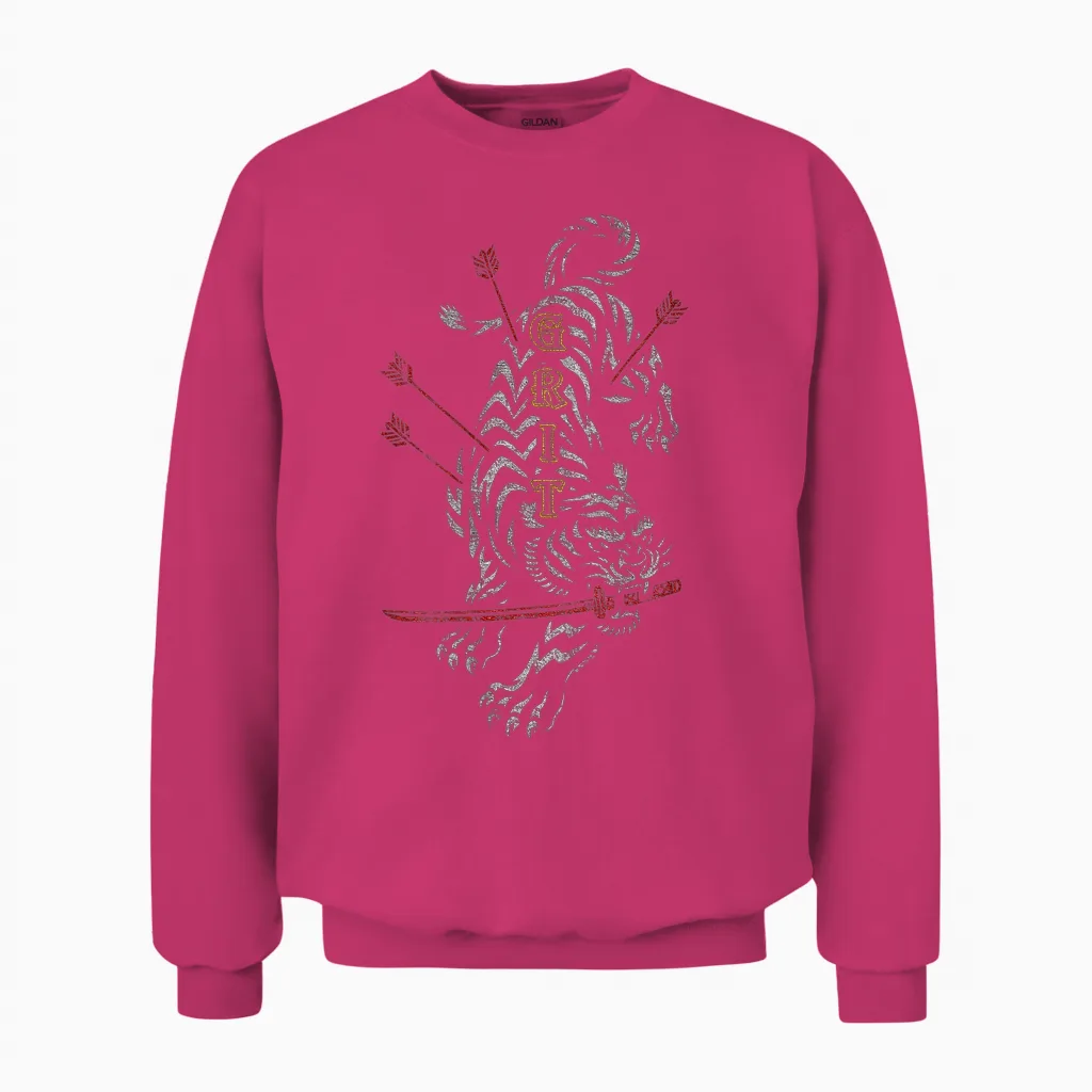 Hip Hop Y2k Vintage Retro Edgy Backprint Streetwear Tiger Unisex Sweatshirt in Heliconia