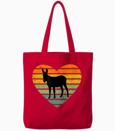 Ich Liebe Esel Retro Herz Silhouette Bauernhof Maultier Tote Bags - Red