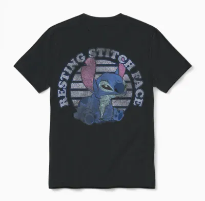 Disney Lilo & Stitch Resting Stitch Face Unisex T-Shirt - Black