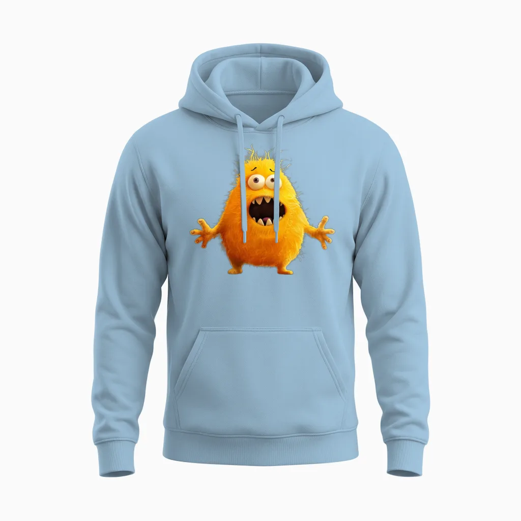 Funny Monster Unisex Hoodie in Light Blue
