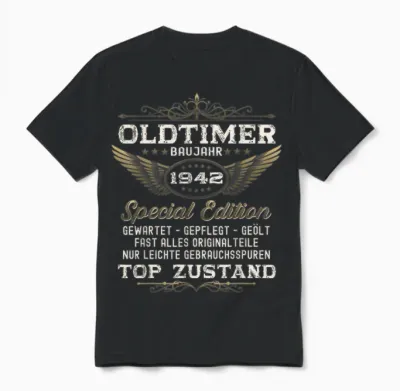 Geschenk Zum 84. Geburtstag Oldtimer Original Jahrgang 1942 Unisex T-Shirt - Black