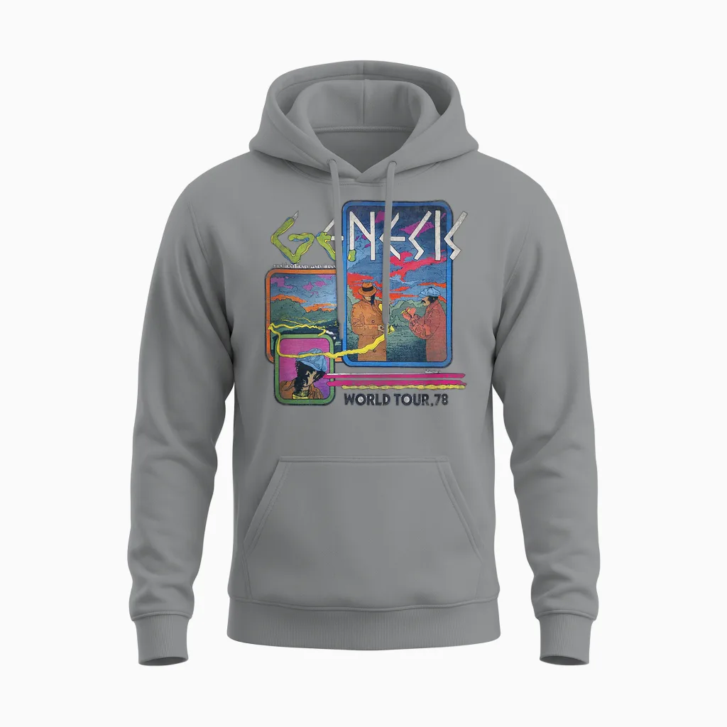 Genesis Rock Music Band World Tour 78 Unisex Hoodie in Sport Grey