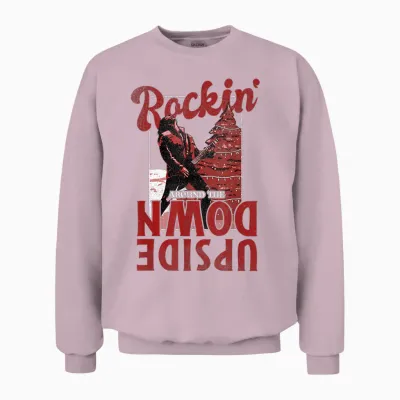 Stranger Things Christmas Eddie Munson Rockin' Upside Down Unisex Sweatshirt - Light Pink