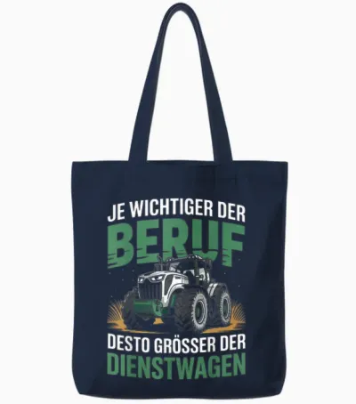 T-Shirt with German Text "landwirt Bauer" Funny Service Car Tote Bags - Navy